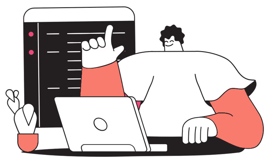 Person at computer working busily